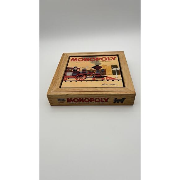 2001 Hasbro Parker Brothers Nostalgia Game Monopoly in Wooden Box Complete VG - Picture 2 of 16